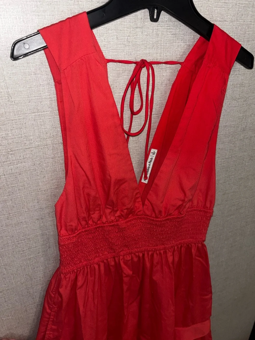 Abercrombie & Fitch Red V-Neck Tiered Maxi Dress
